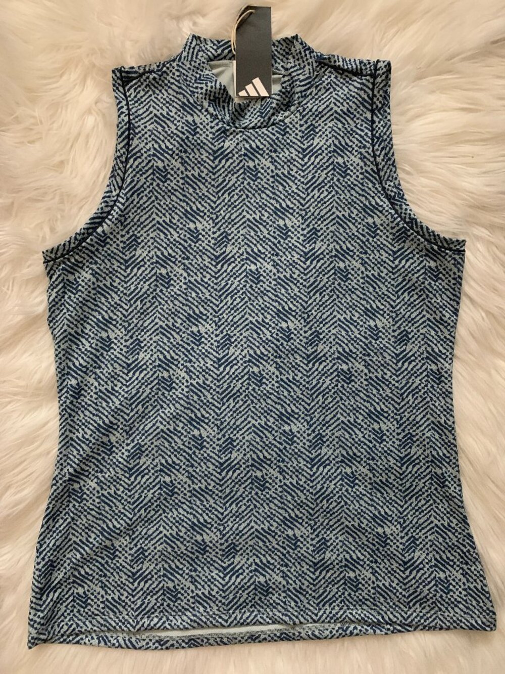 ADIDAS Ultimate365 Sleeveless Mock Polo Top in Collegiate Navy Sz MEDIUM